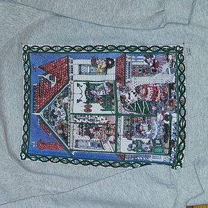 VTG 90S Y2K TEDDY BEAR DOLL HOUSE SWEATSHIRT XMAS CHRISTMAS GRANDMA